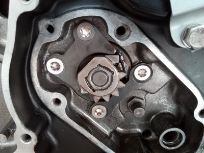 Schaltnocke eingebaut und Haltebleche angeschraubt
